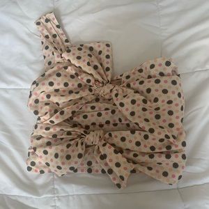 Anthropologie Maeve One Shoulder Pink Bow Top